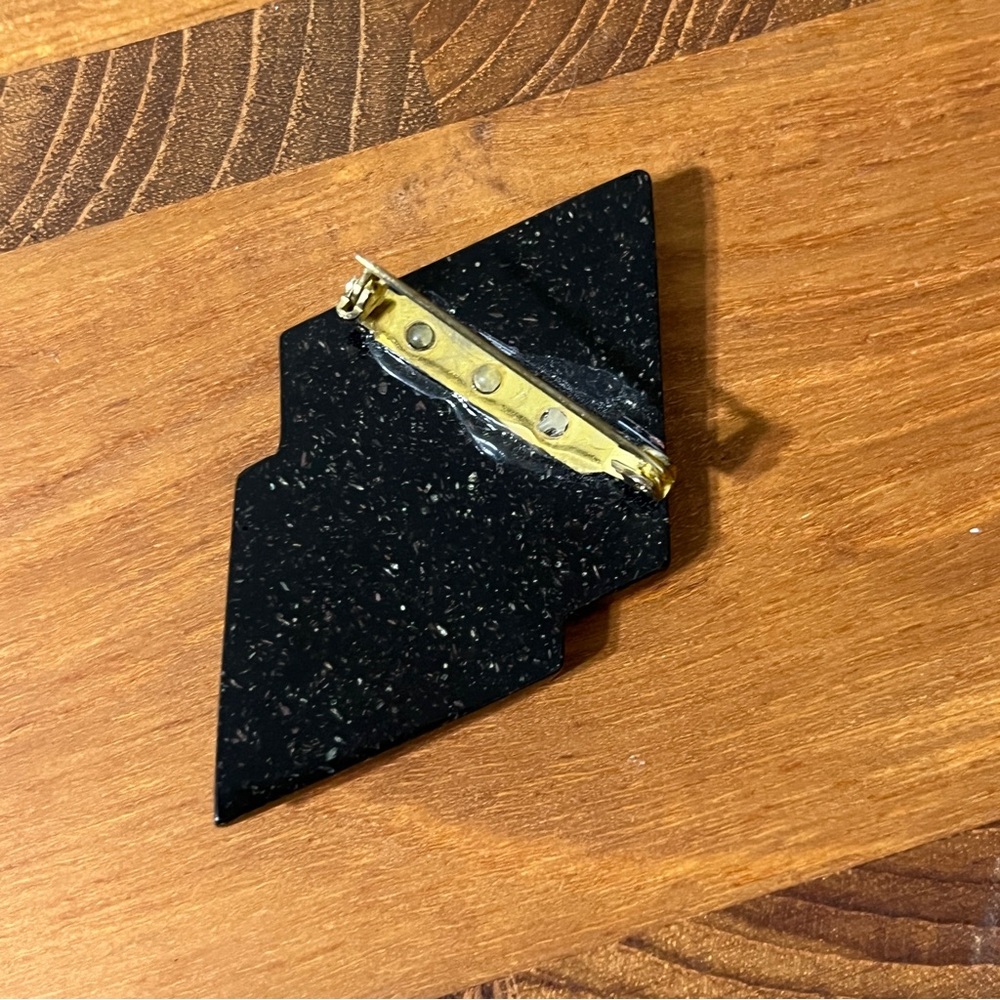 Vintage Geometric Brooch in Earth Tones - Picture 5 of 6
